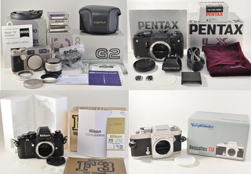 買取した製品：CONTAX G2,Pentax LX,Nikon F3HP他約60アイテム